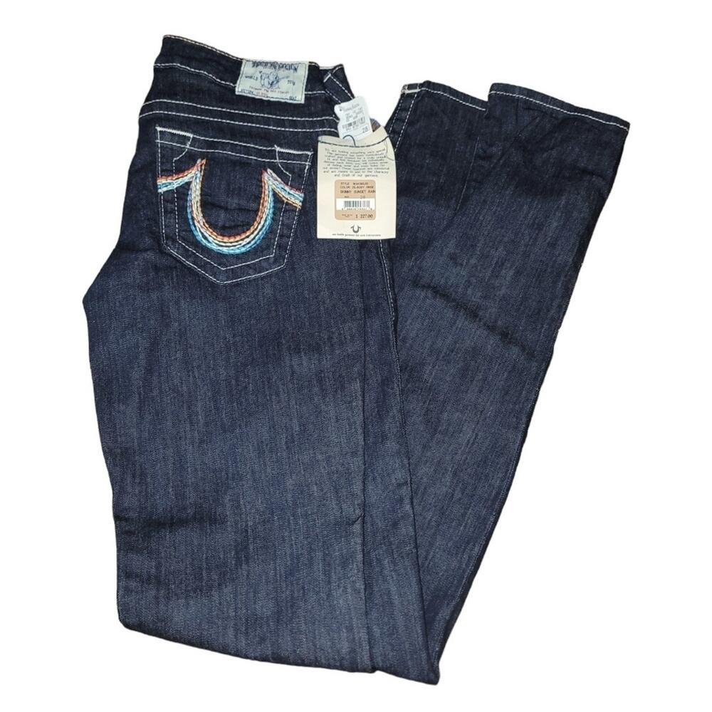 True Religion Denim Blue Jeans SZ 28 Skinny Sunset Rain Body Rinse